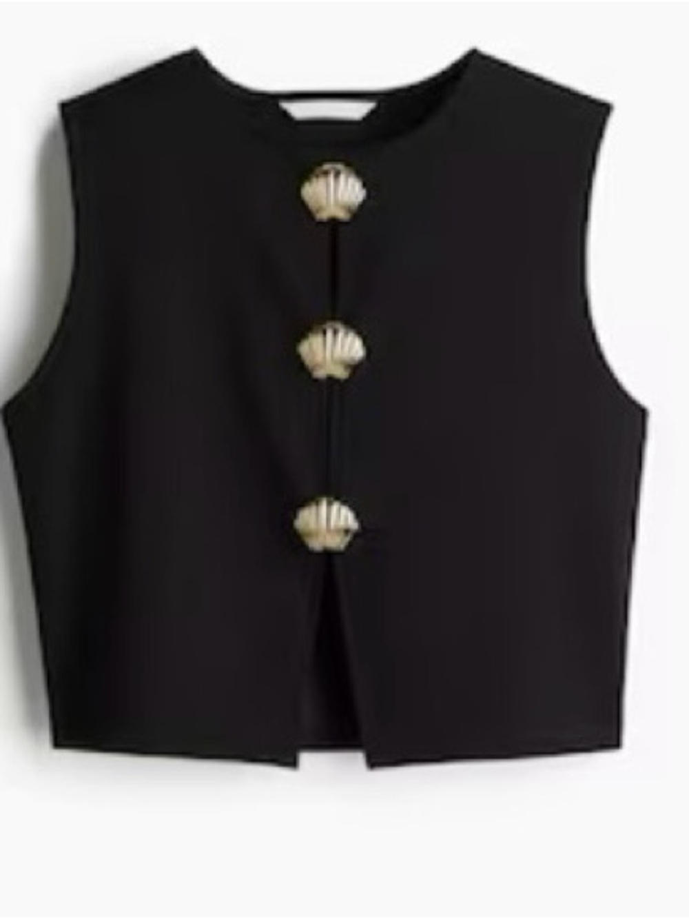 NWT H&M Sleeveless Black Shell-Button Crop Top